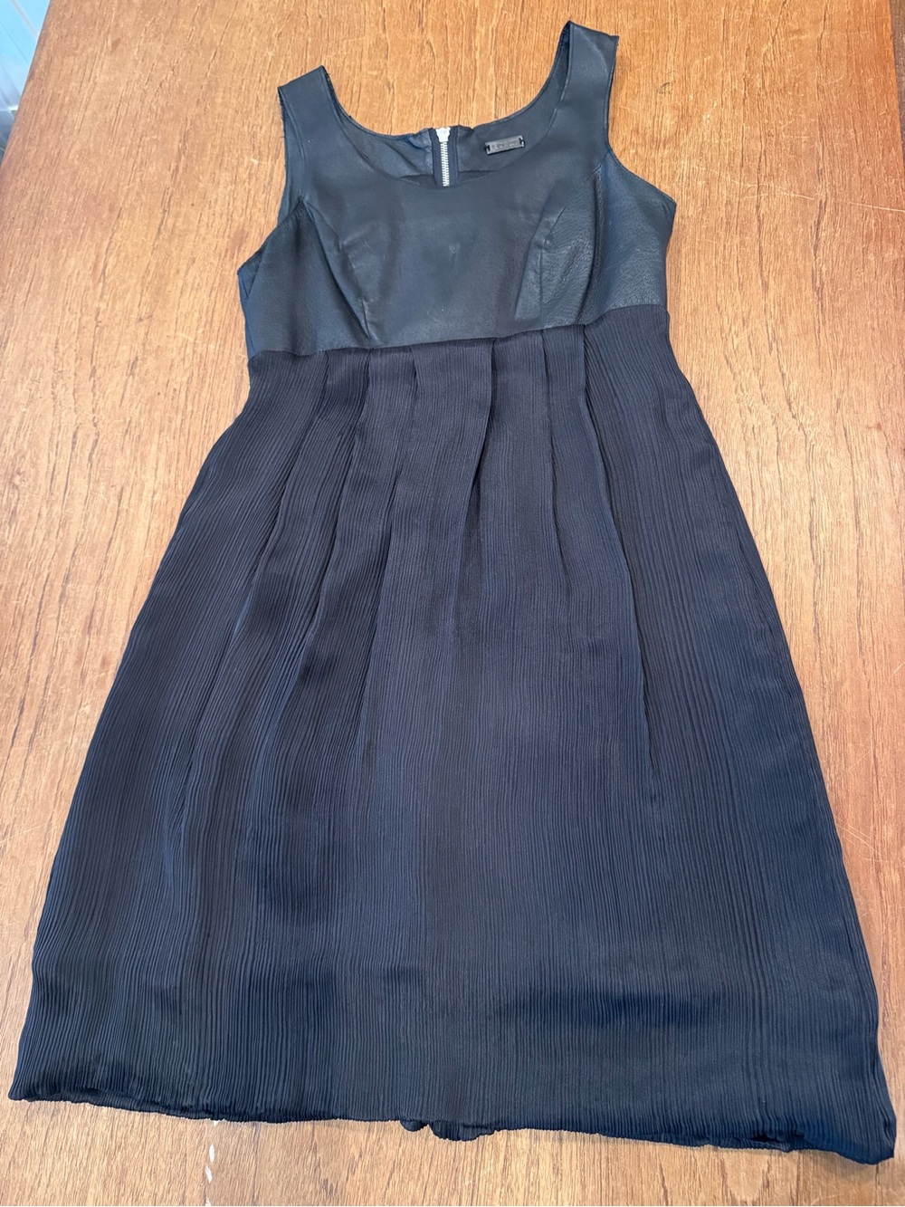 JUDE Montreal Black Leather & 100% Silk Dress – Size S